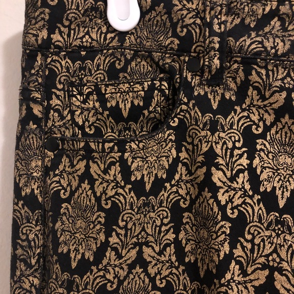 XXI Premium Denim black+gold jacquard skinny jeans - Picture 6 of 10